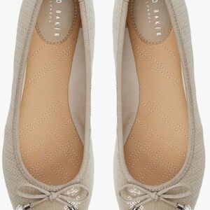 Ted Baker Beige Textured Flats with Bow